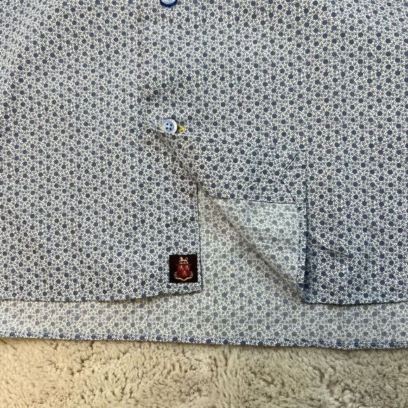 ROBERT TALBOTT Classic 100% Cotton Dress Shirt Size XXL Blue Pattern Button Up - Picture 4 of 8